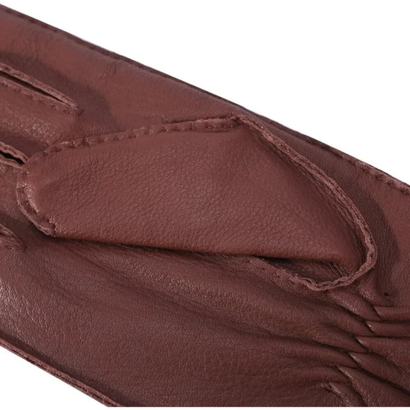 Men's Deerskin Leather Cognac Gloves Winter Dress  Leather Gloves With Warm - Picture 4 of 8